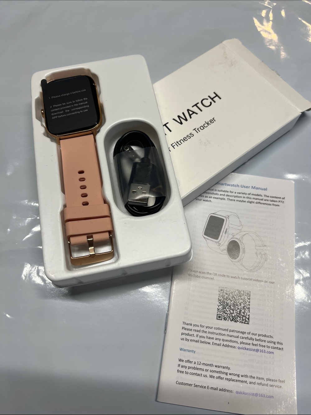 Ladies Smart Fitness Watch - Pink Silicone Band. New step counter. Workout gym